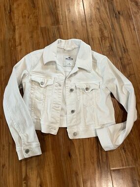 Hollister White Denim Jean Jacket